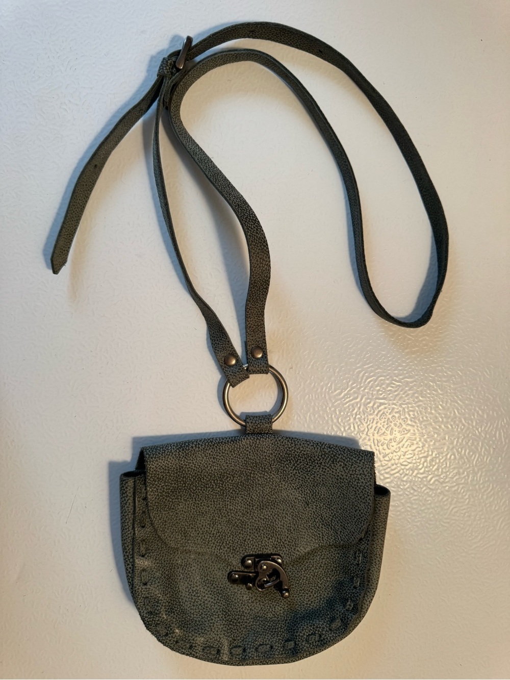 Free People Leather Crossbody Saddle Bag with Ring Detail